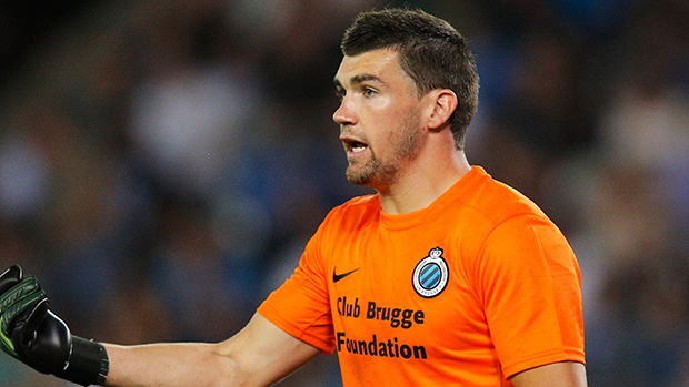 Mat Ryan in action for Club Brugge in the UEFA Europa League.